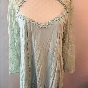 Vanity Lace Detail Top in Soft Blue